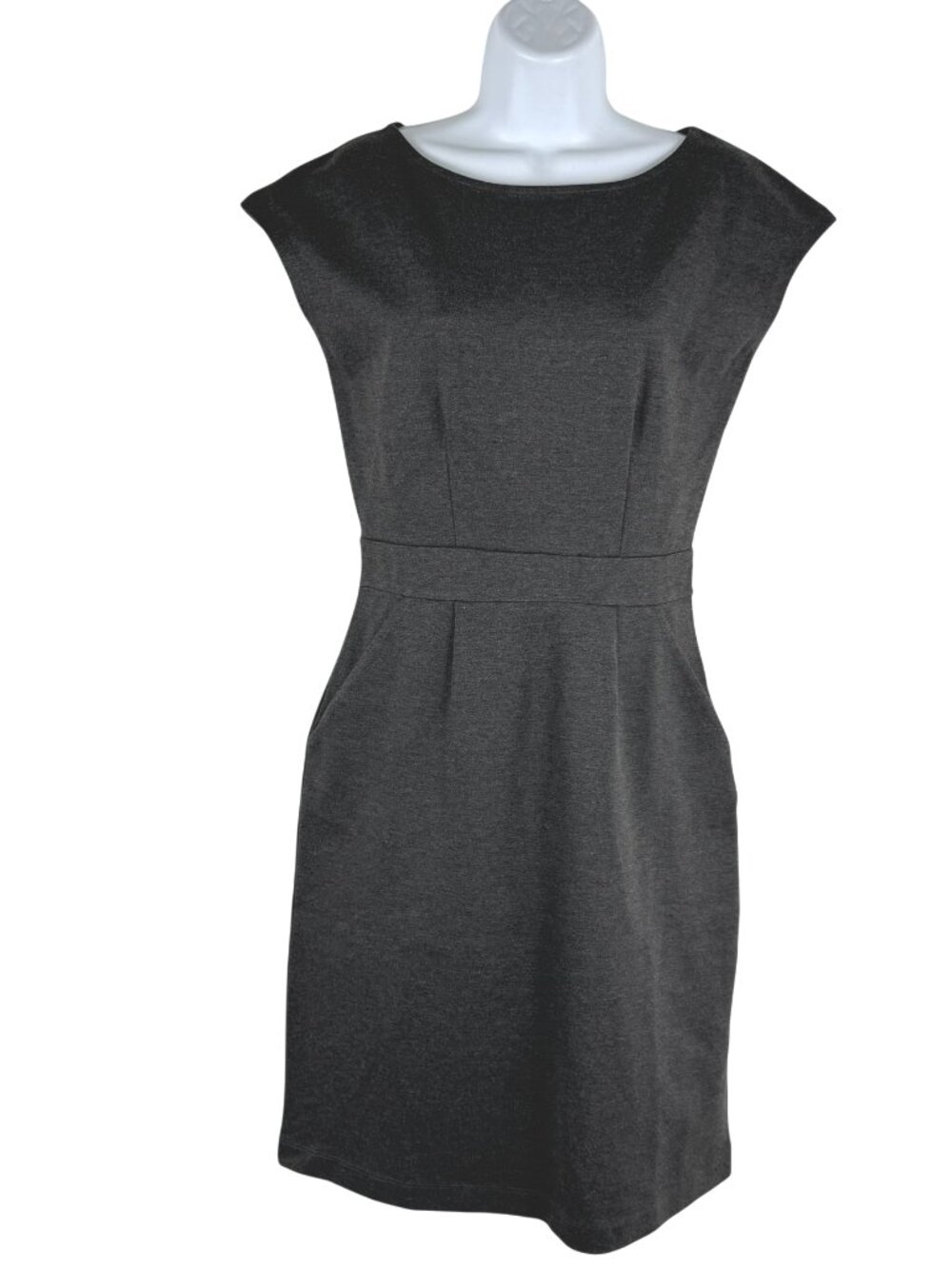 Quince Ultra Stretch Ponte Cap Sleeve Dress Small Charcoal Gray NWT DR-1941